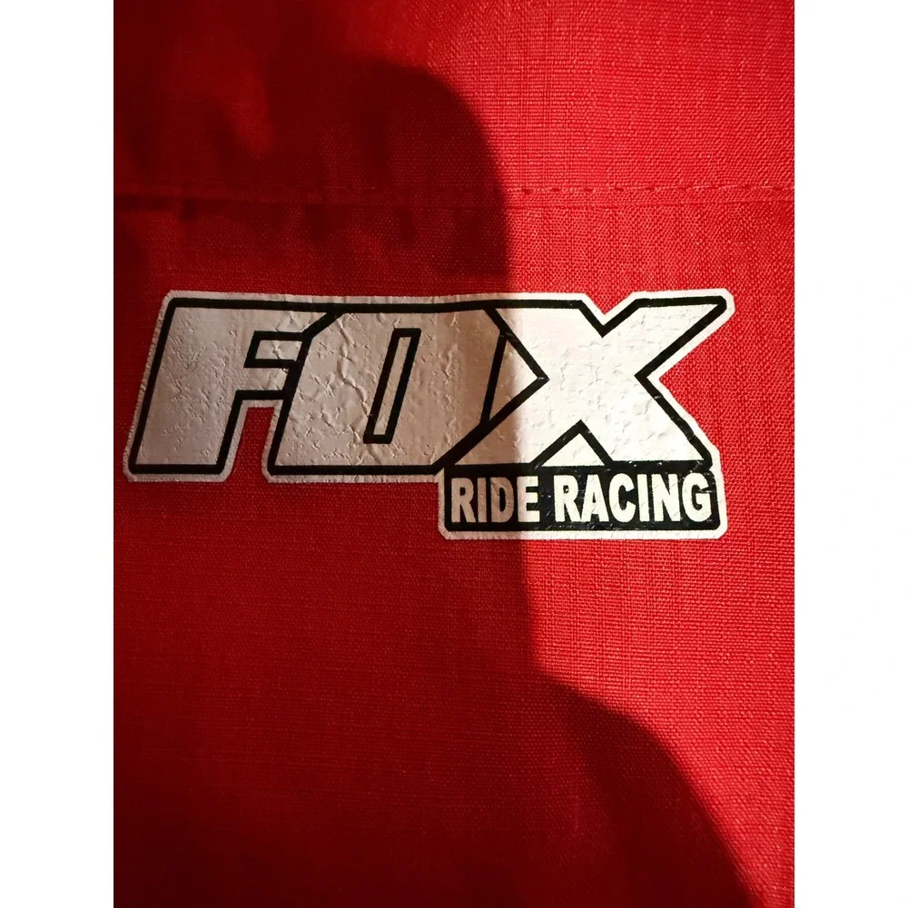 Fox Ride Racing Windbreaker Jacket Mens Large Red Hooded Full Zip Outerwear